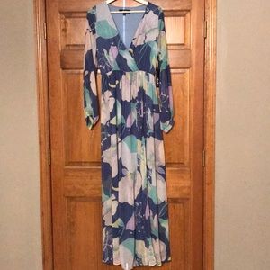 LuLu's Wondrous Water Lilies Blue Floral Dress